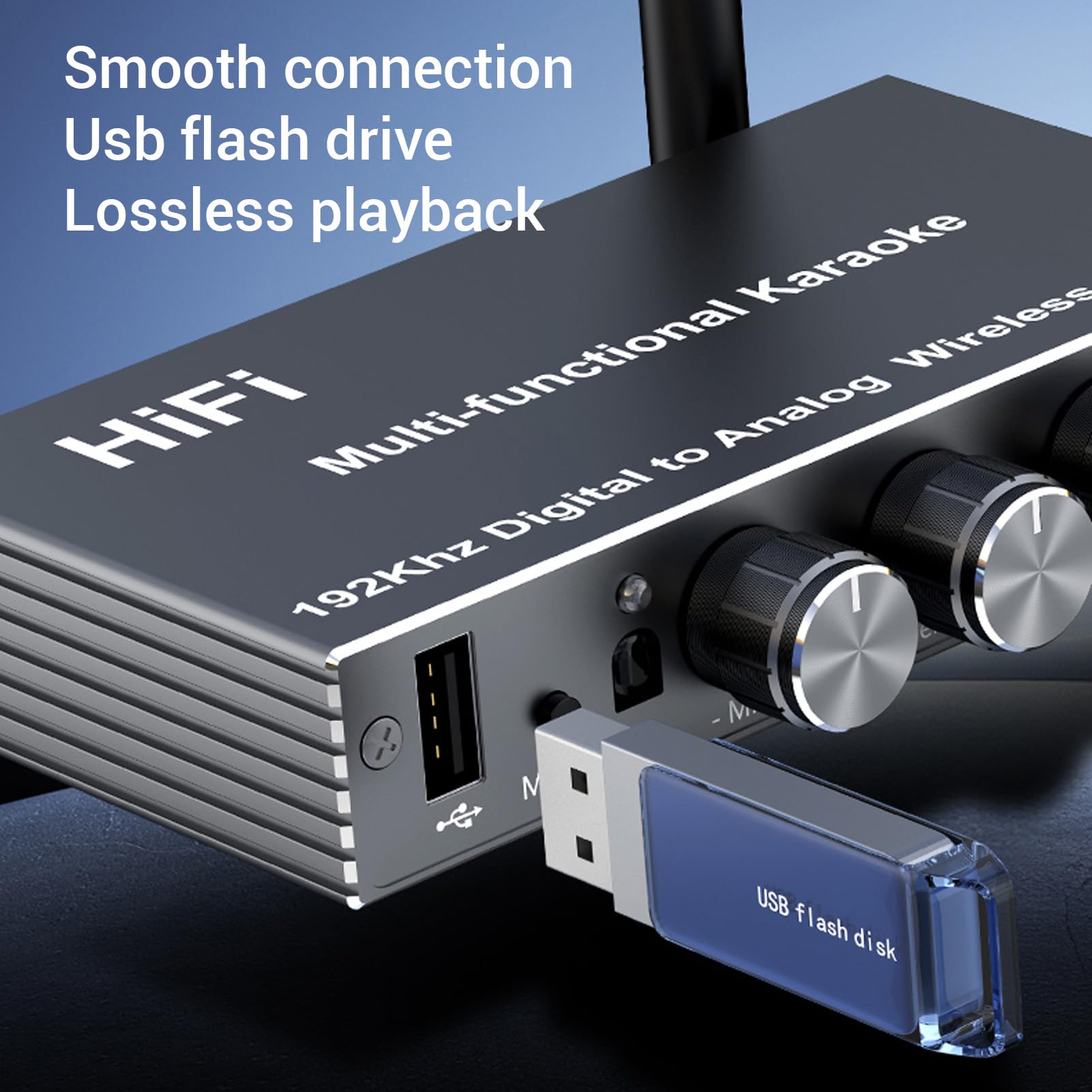Receptor Bluetooth 5.4 para Estéreo Doméstico, Mezclador Karaoke, Convertidor de Digital Analógico, Soporte Micrófono óptico Coaxial Entrada USB Auxiliar, Salida AUX