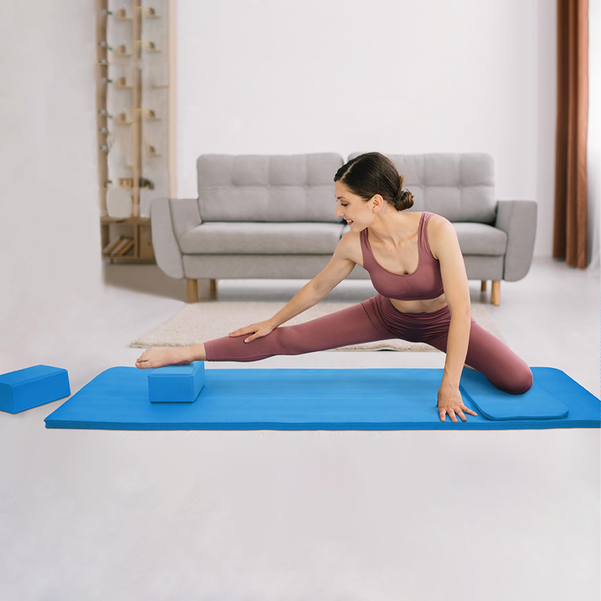 BalanceFrom Tapete de yoga de 1 pulgada extra grueso de alta densidad con superficie antideslizante y correa de transporte para hombres y mujeres, tapete de entrenamiento de pilates resistente al