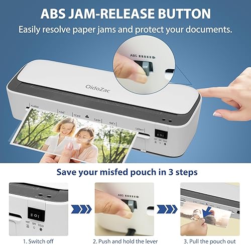 Miniatura 4 de Laminadora, máquina laminadora 11 en 1 con 36 hojas de laminación, tamaño A4carta, laminador térmico de escritorio, 2 modos de temperatura, 3