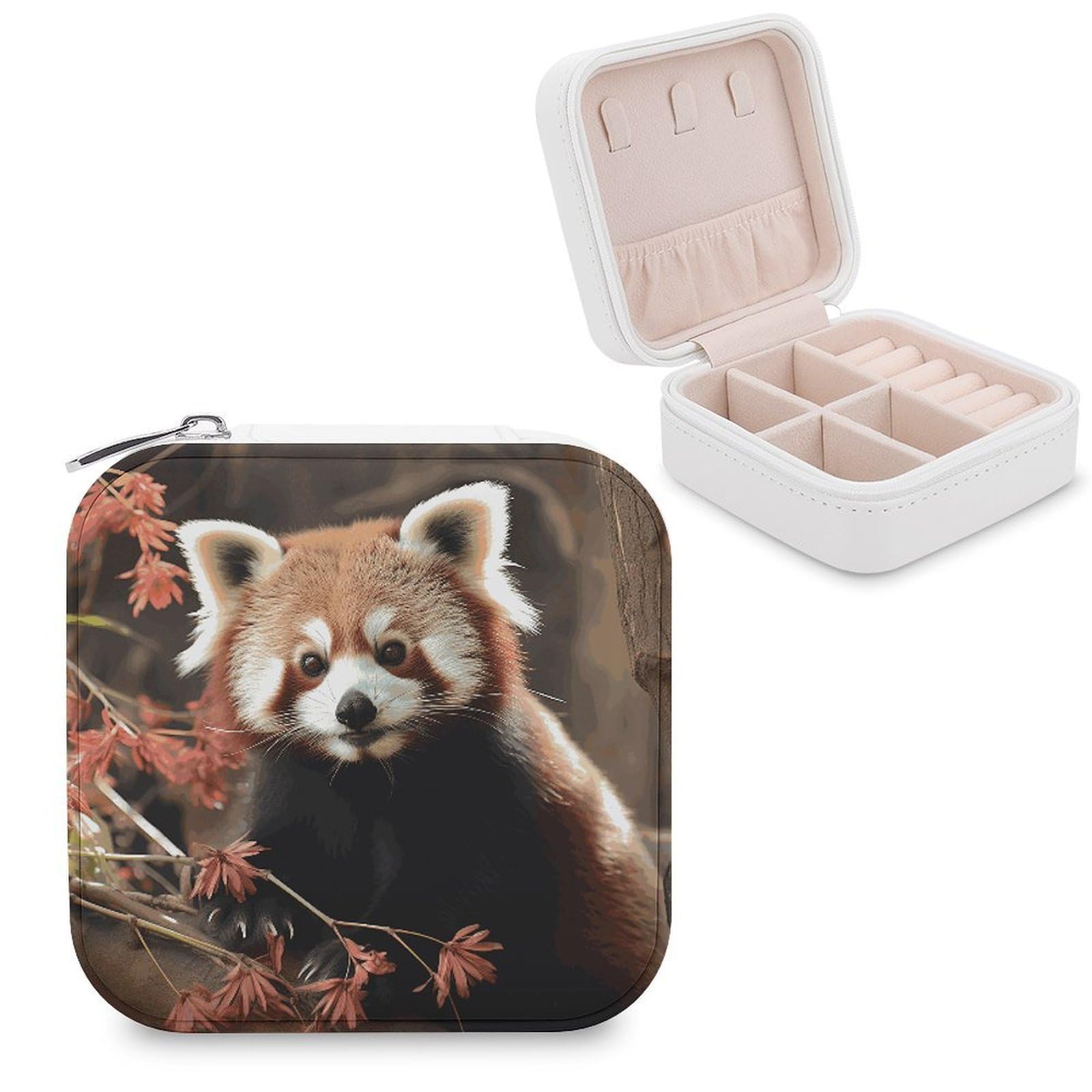 VstaDank Red Pandas Jewelry Box Beautiful Portable Ring Boxes Cute Large-Capacity Jewelry Case Jewelry Organizer for Mothers Gifts for Earrings Rings Hand Bracelet