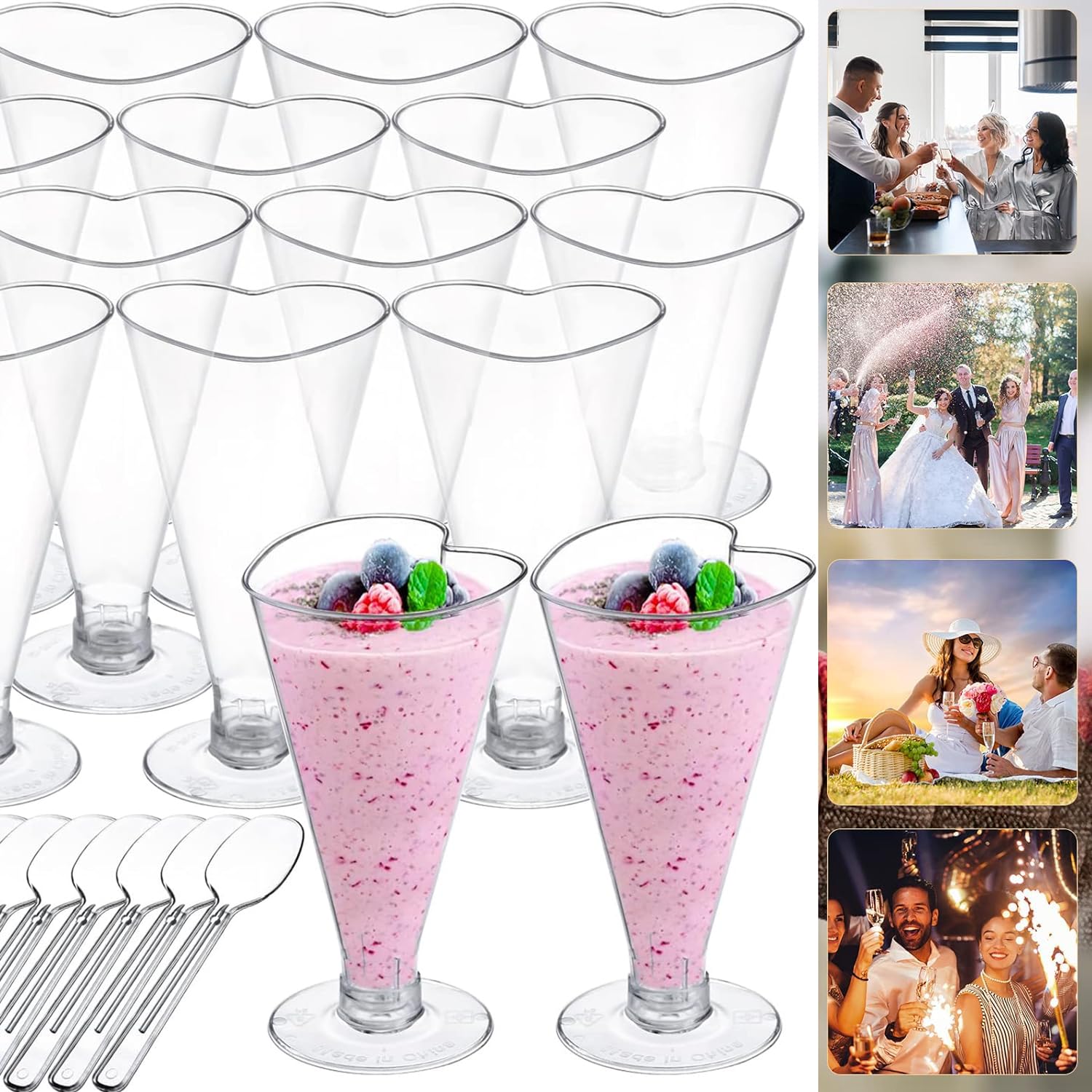Mispudin 30 Pièces Flûtes à Champagne En Plastique 130ml Rose Doré - Verres Réutilisables Incassables Pour Fêtes, Mariages Et Camping