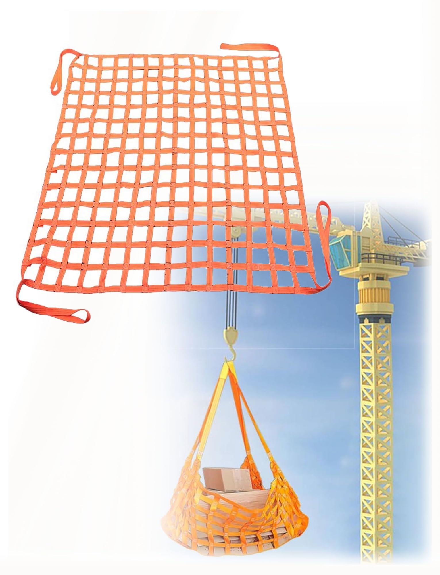 rete da carico, Cinghie Di Sollevamento Piatte In Nylon 1.00x1(150x150cm-2ton-15cm Grid)