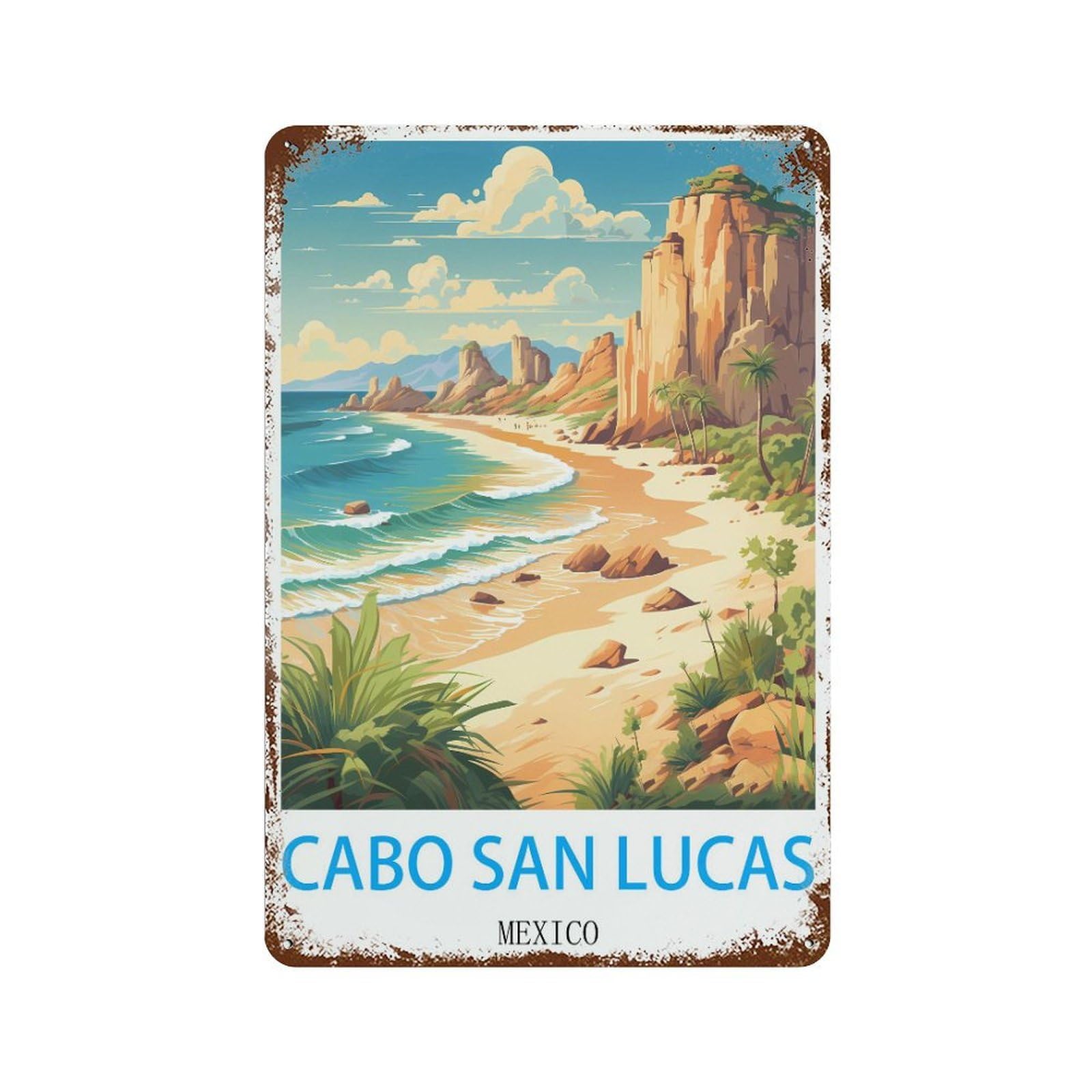 Cabo San Lucas Mexico Retro Design Tin Painting Vintage Tin Sign 08x12inch(20x30cm) Wall Art for Home Office Bedroom Living Room Cafes Wall Decor