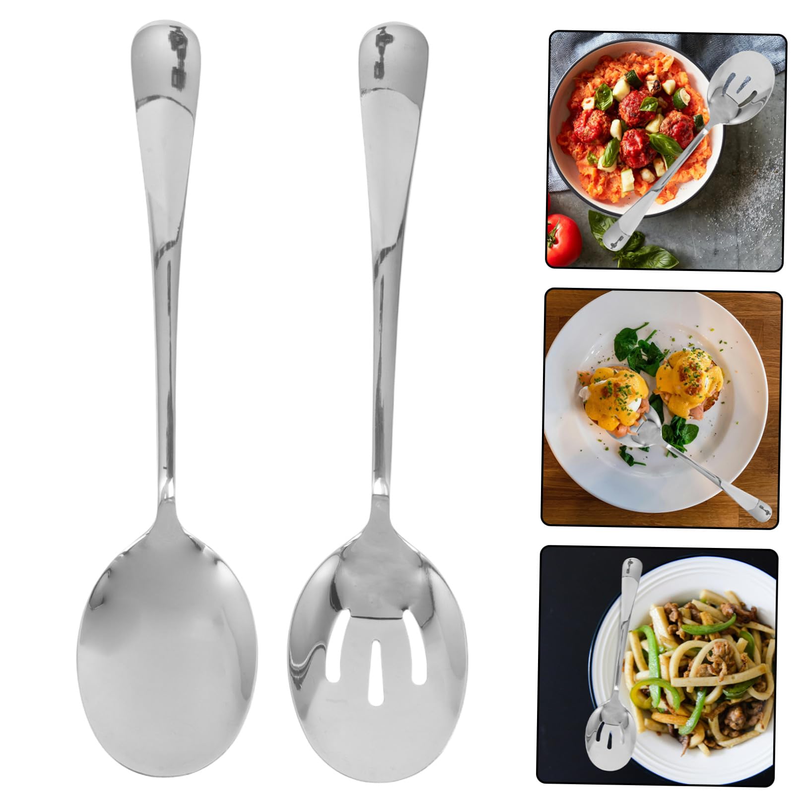 PRETYZOOM 3 Juegos Cucharas de Acero Inoxidable Grueso para Servir Cucharas Ranuradas para Buffet Utensilios Resistentes para Catering Cocinas y Uso Doméstico para Sopas y Guisos
