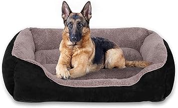 SITSNOOZE Warm Fleece Winter Beds Rectangle Shape Reversible Ultra Soft Ethnic Designer (Export Quality) Orthopedic Bed for Dog/Cat (Brown & Black-Large)