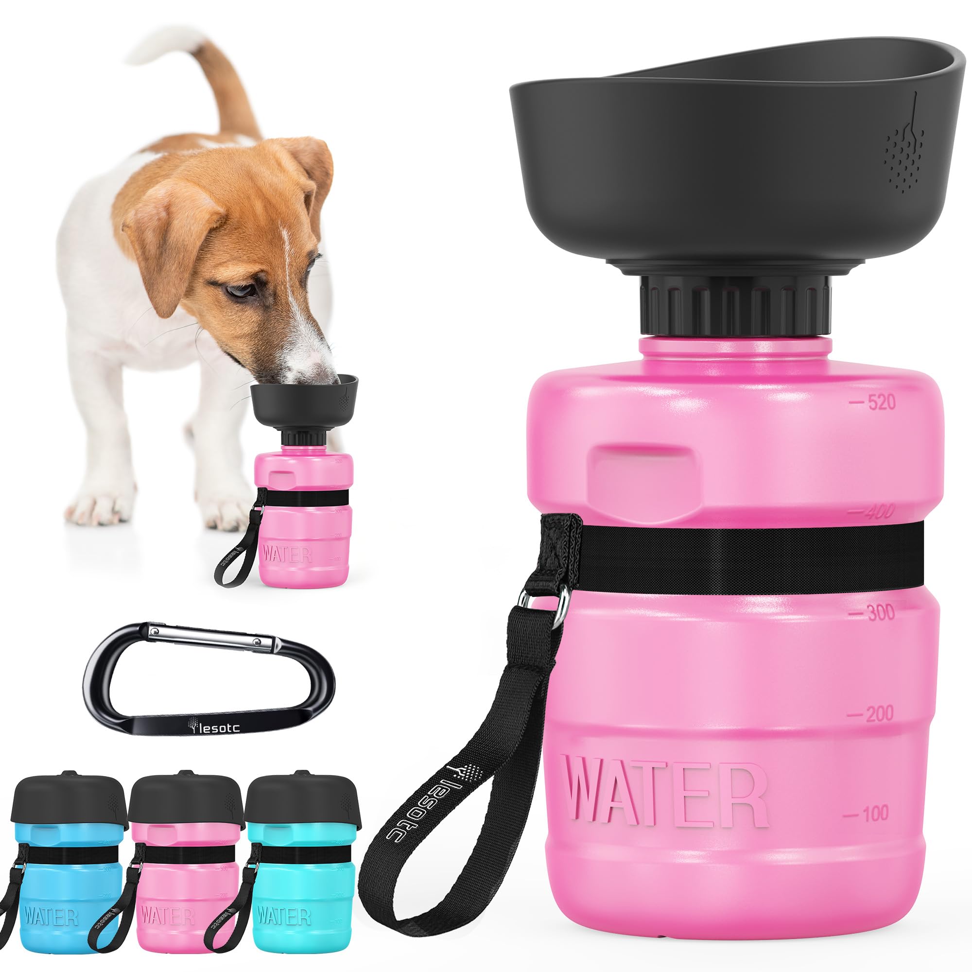 lesotc 520ml Hundetrinkflasche für unterwegs, Faltbare Hund Auslaufsicher Wasserflasche, Hunde Wasserspender für Täglich Spazieren Gehen Reisen Campen, Blau