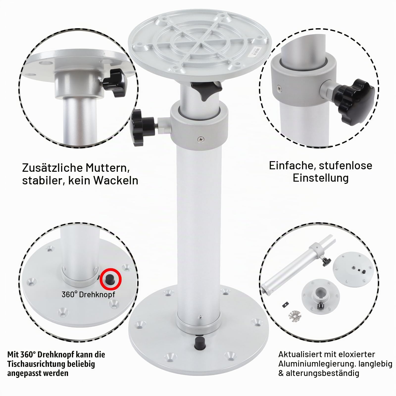 Wohnmobil Tischbeine (Höhe 460mm - 740mm) für Wohnmobil RV Camper Caravan