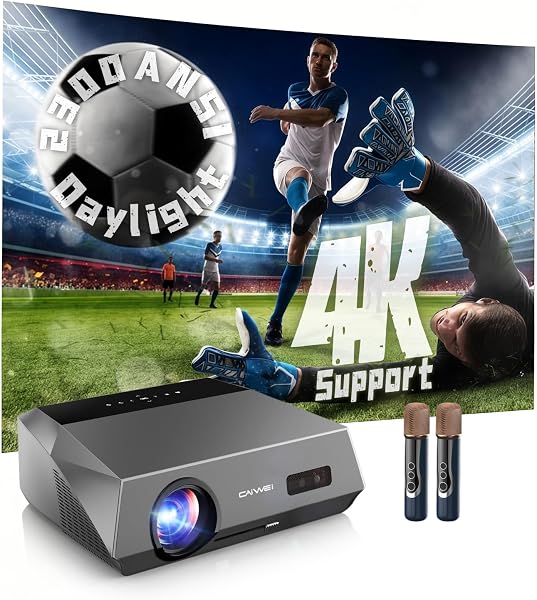 Smart 4K Projector Movie Gaming Karaoke TV, 2300 ANSI High Brightness Ultra HD Proyector Indoor Daylight, NFC, Auto Focus, WiFi 6, Bluetooth, DSP Audio, HDMI, Outdoor Home Theater/Bright Room, 2025