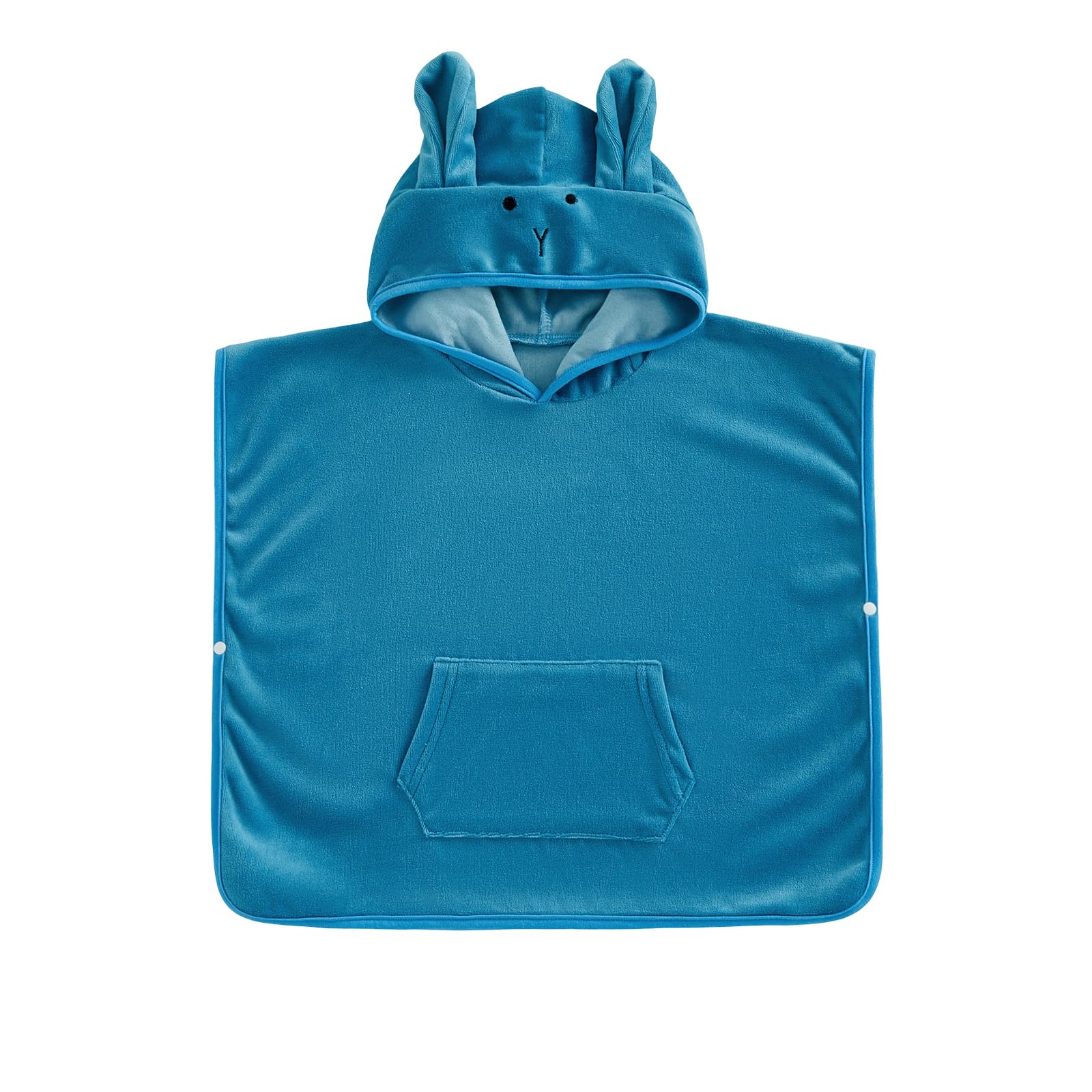 Geagodelia Kids Toddler Baby Boys Hooded Swimming Poncho Towels with Bunny Ears Hood Terry Towelling Soft Changing Robe Towel Beach Cover Up (Blue, 12-18 Months)