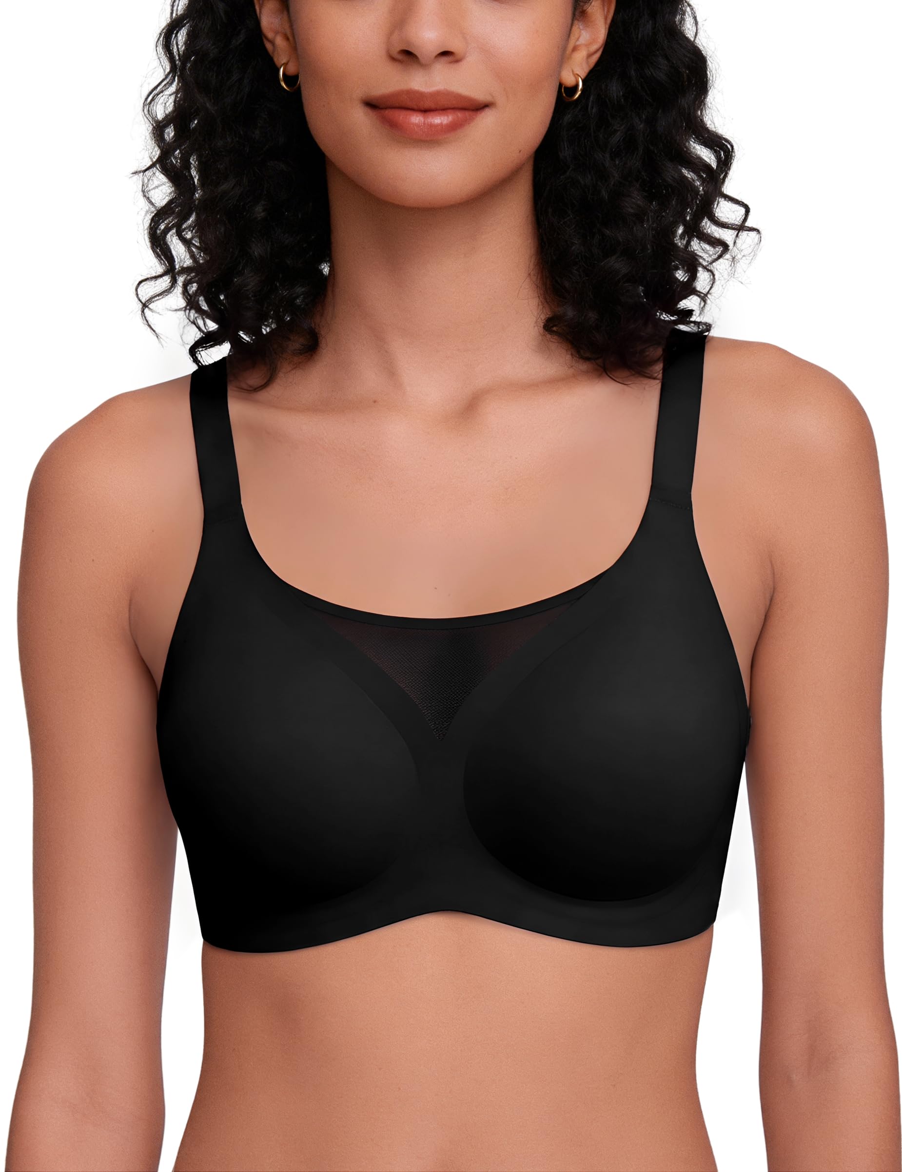 Bresdk BH Damen ohne Bügel Große Brüste Starker Halt Push Up Bra Seamless Nahtlos Komfort Klassische Gepolstert Mesh Bralette