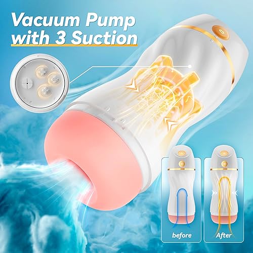 Miniatura 47 de Masturbadores machos de succión automática: 7 vibraciones y succión mejoradas, manos libres, bolsillo para coño macho, con textura realista 3D