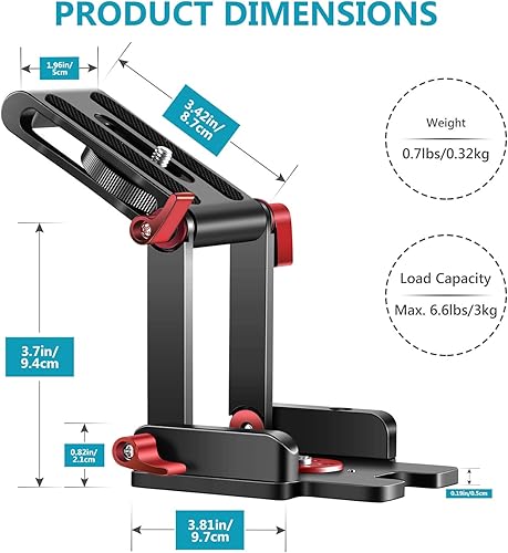 Miniatura 2 de Neewer Cabezal de trípode Z-Flex mejorado tipo Z con 4 botones de ajuste/fijación, placa de liberación rápida y nivel de burbuja para