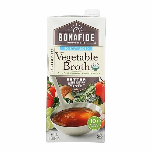 Bonafide Provisions Caldo de verduras orgánico sin sal añadida, 32 FZ