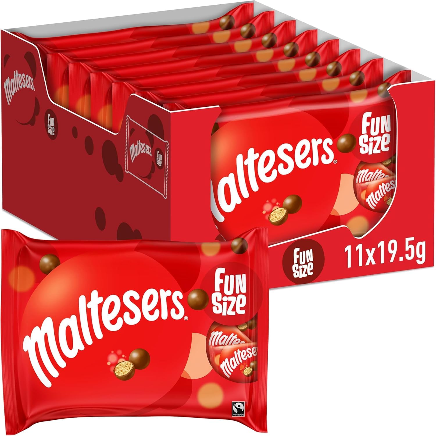 Maltesers Milk Chocolate Fun Size Bags Multipack 214.5g 11 Bags Sharing Snack