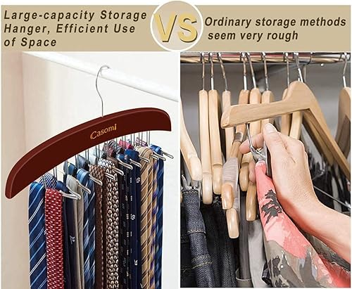 Miniatura 3 de Estante para corbatas, 24 ganchos, rotación de 360, ganchos de metal plegables, organizador de ganchos de corbata para armario, estante de