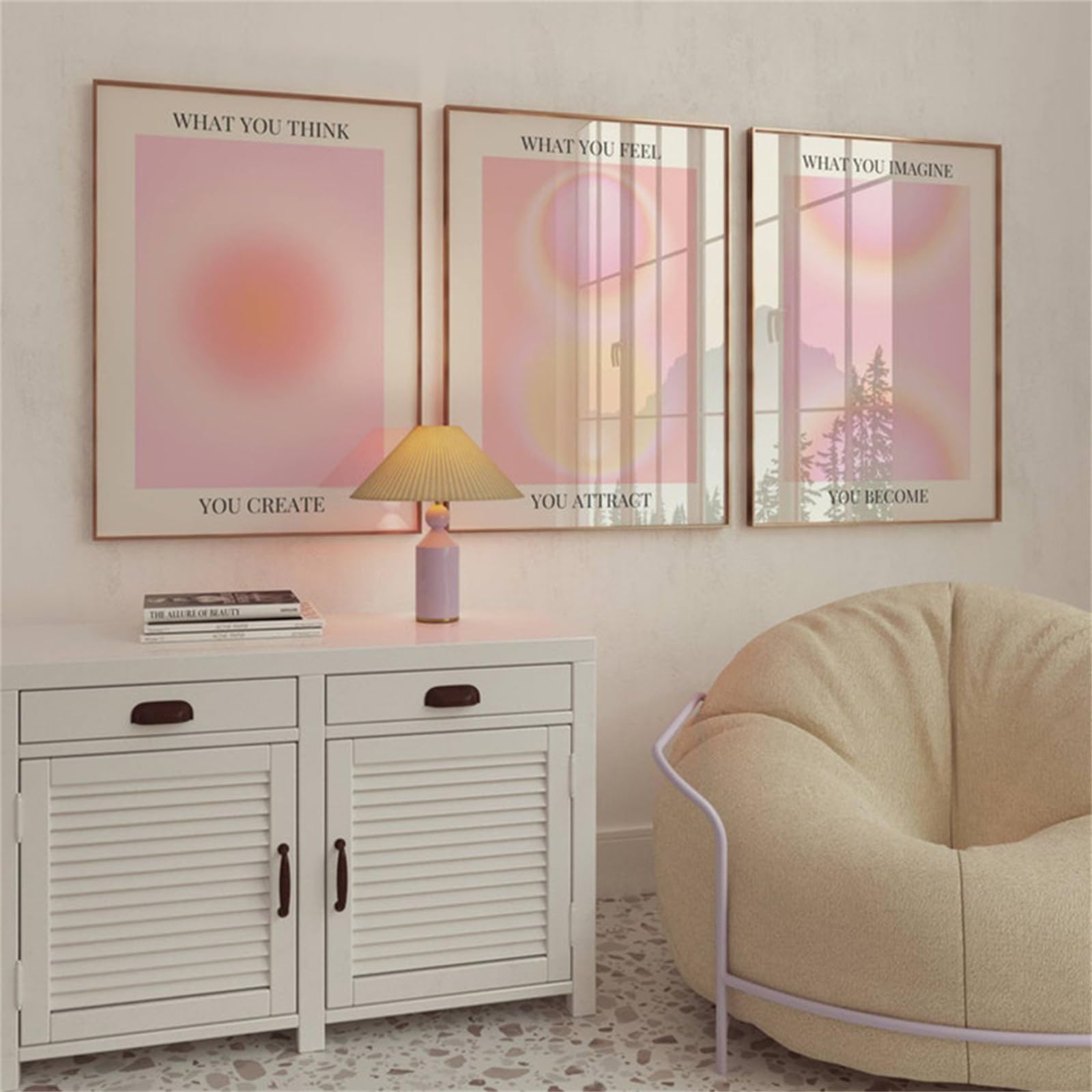 Jorcedi Girls A Set Of 3 Ur Posters Pink, 3 Panels Colourful Colour Gradient, Pink Ur Pictures Room Decoration, Pink Decor Wall Rt Bedroom Living Room Clean Esthetic, Without Frame (50 * 70Cm,)