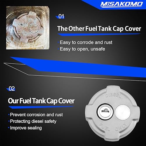 Miniatura 2 de Tapa de combustible diésel con bloqueo de 2 38 pulgadas compatible con camiones pequeños Freightliner M2 de 2002 en adelante, repuesto # FTA-C-13,