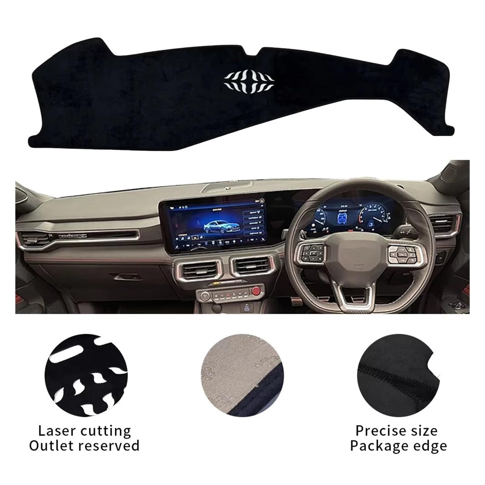 Tapis Tableau Bord intérieur Voiture Tapis Tableau Bord Voiture pour Ford pour Mustang 2024 2025 2026 Protection Pare-Soleil(Black RHD)