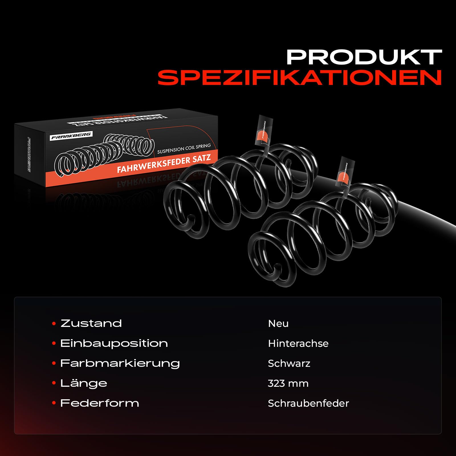 Frankberg 2x Federn Fahrwerksfeder Hinten Replace# 8K0511115DT