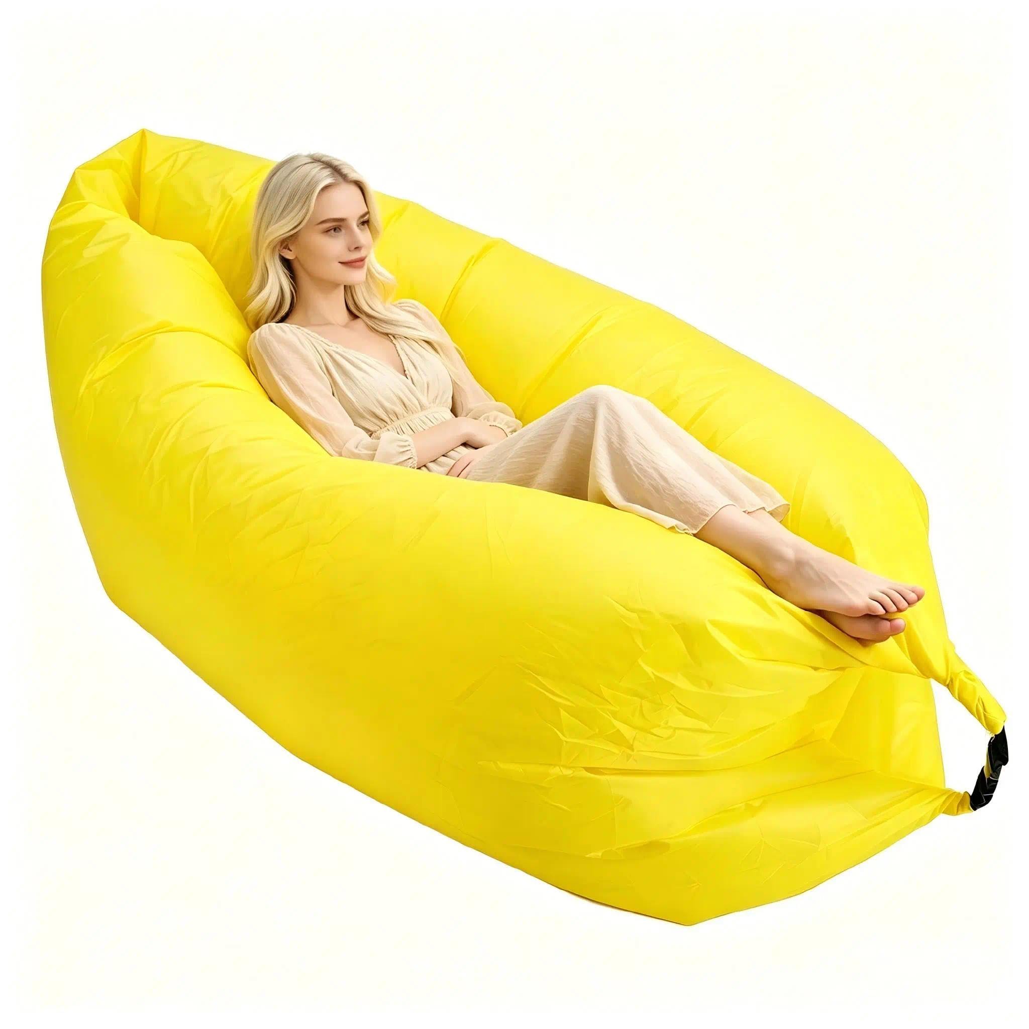 Tissting Air Sofa 70.9x34.6x24.8in Portable Waterproof Inflatable Lounger Couch for Travelling Outdoor Camping Picnics Music Festivals(Yellow)