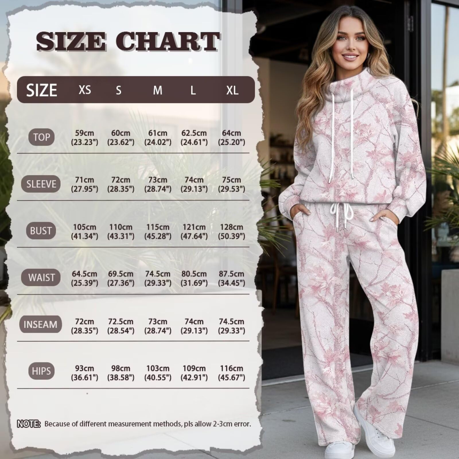 SEANATIVE Conjunto de sudadera de cuello alto de 2 piezas con pantalones deportivos de pierna ancha a juego, conjunto de descanso de gran tamaño para mujer, conjunto de chándal de talla grande, Caza