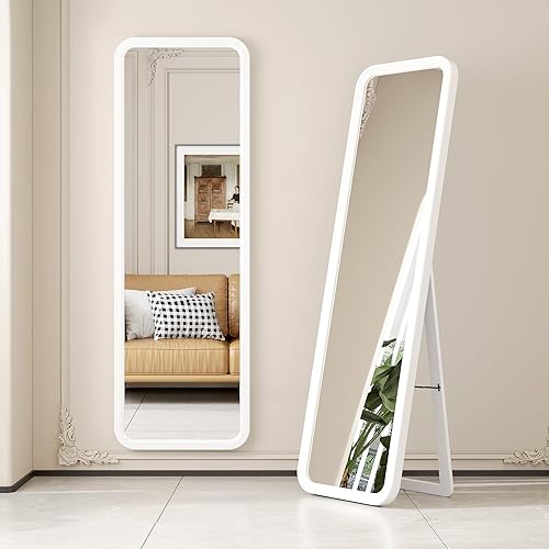 Miniatura 9 de dnbss Espejo de madera de longitud completa de 63 x 18 pulgadas, espejo de cuerpo completo con marco de madera maciza, espejo de pie o de pared,