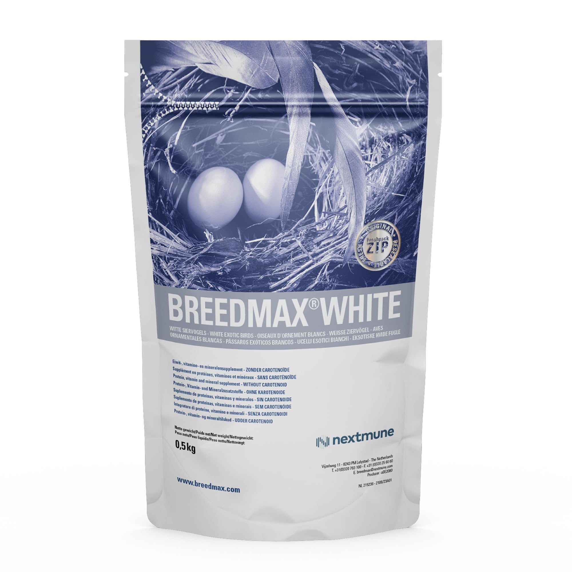 Breedmax White - Protein, Vitamin, and Mineral Supplement for Birds, (Without Carotenoid) 500g