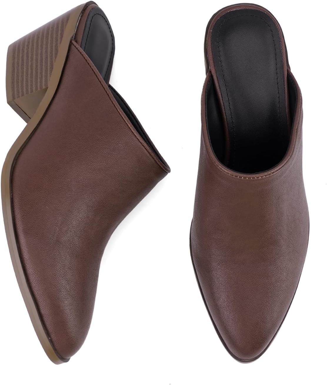 Women’s Pumps Closed Pointed Toe Block Heel Mule Chunky Stacked Heeled Slip On Slippers Casual Comfortable Shoes - Image 5