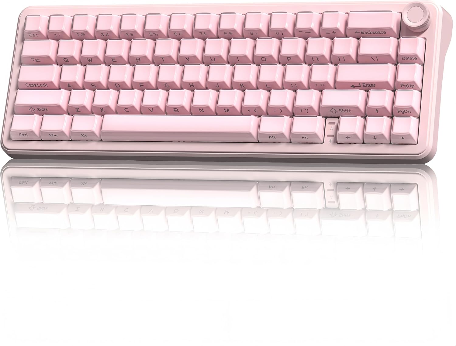 womier L65 60% Pink Mechanical Keyboard with Knob,4000mAh,Tri Mode USB-C/BT5.0/2.4G,RGB Backlit,Hot Swap,Crystal Jelly keycaps,Linear Switch,Gasket Mounted Wireless Gaming Keyboard for PC/Mac