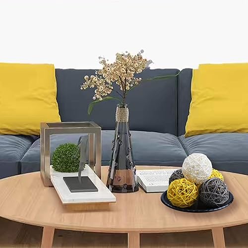 Vista 6 de STMK 9 bolas decorativas de mimbre de 3 pulgadas, bolas de ratán decorativas para decoración del hogar, decoración de jarrón, relleno de cuencos