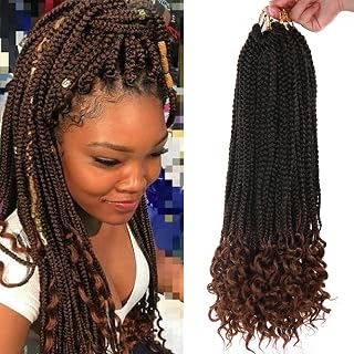 20 Inch 144 Roots/pack Crochet Braids Box Braids Crochet Hair For Women Black Crochet Braid Hair With Curly Ends Box Braids Crochet Hair Braiding Hair Extensions (20inch, 1B/30#)