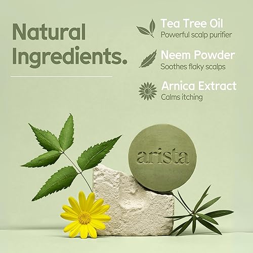 Miniatura 3 de Arista Barra de champú anticaspa  Champú anticaspa sin sulfato  Polvo de hojas de neem, árnica y árbol de té en barra  Champú en barra sólida para