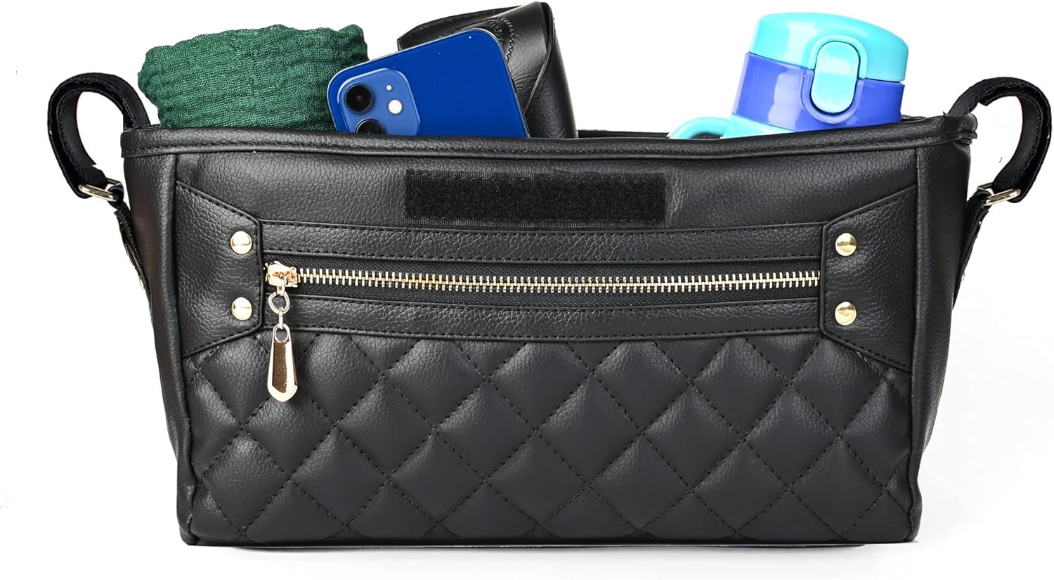 Valleycomfy Universal Stroller Organizer-Parent Console with Insulated Cup Holders-Stroller Caddy with Adjustable Straps Fit For Most Stroller, Black : Baby