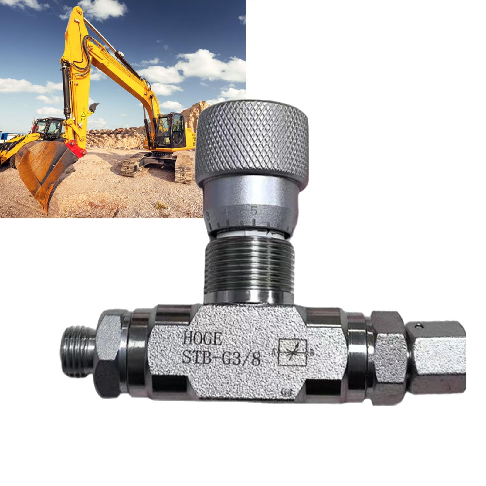 Vanne de Régulation de Débit G3/8, Limiteur de Débit Hydraulique Bidirectionnel pour Mini-pelle de 1 à 2 Tonnes, Raccord Double Voie en Acier allié