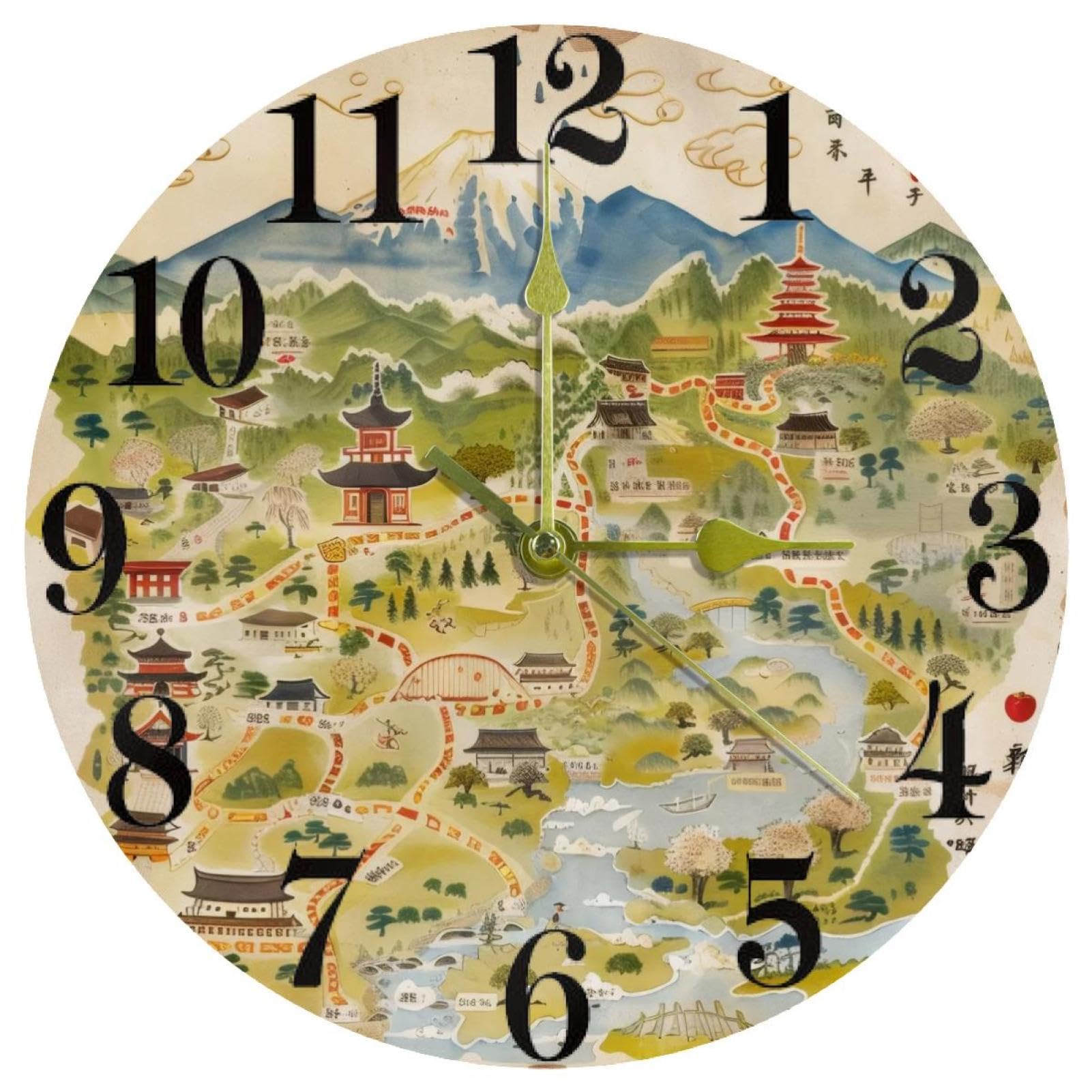 Horloge murale japonaise à quartz ronde et silencieuse pour la décoration de la cuisine