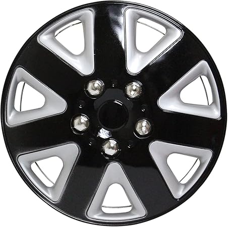 Amazon 14インチ ホイールキャップ ホイールカバー 1台4枚セット 汎用品 タイプ2 ブラック シルバー ホイールカバー 車 バイク