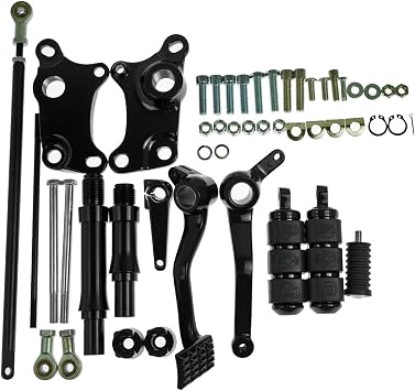 Motorcycle Forward Controls Pegs Levers Linkages Mounting Hardware Kit Fit for Harley Sportster XL 1200 883 1991-2003 Black