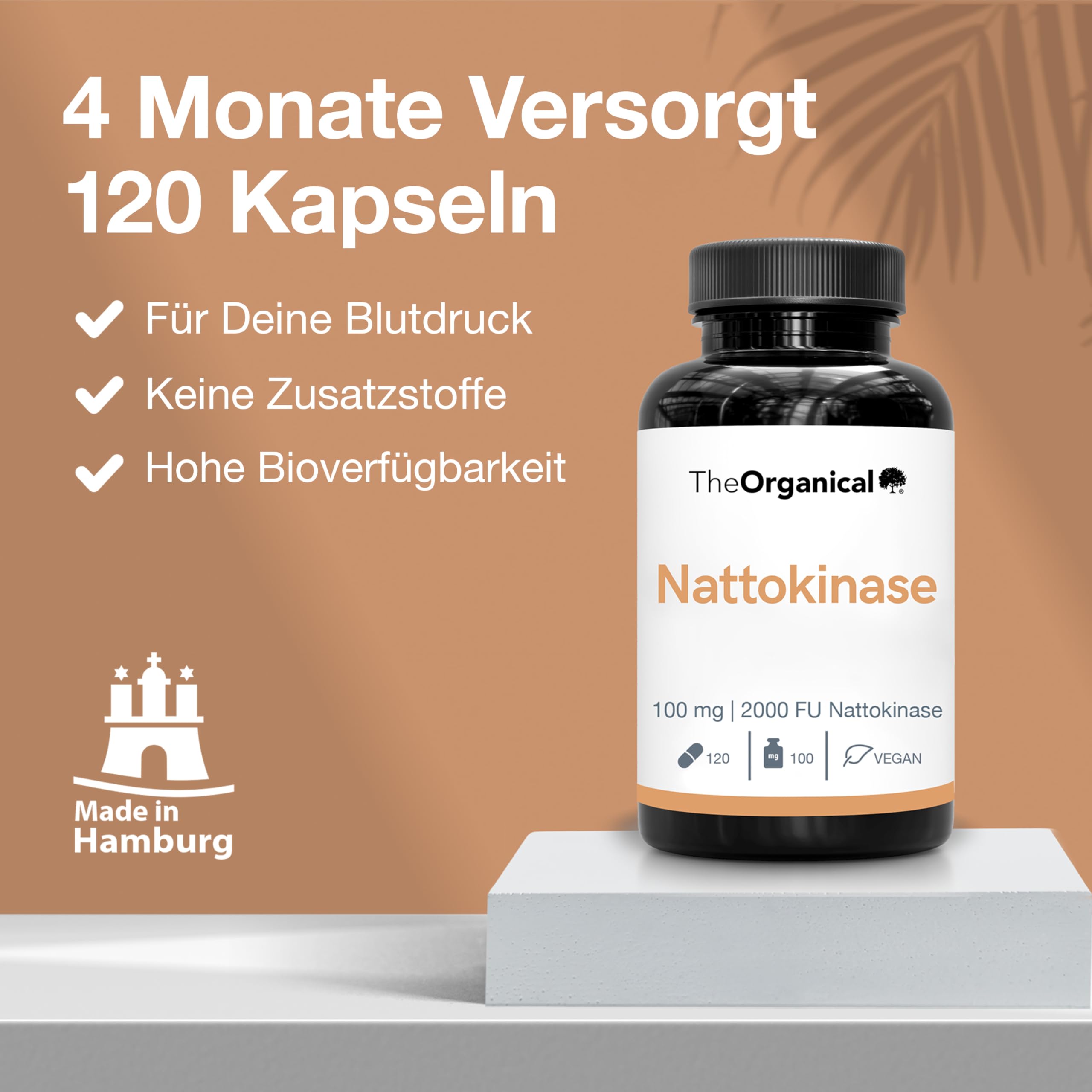 Neu: TheOrganical®: Nattokinase 100 mg (2000 FU) | 120 Kapseln | Hergestellt in Hamburg | Ohne Zusatzsoffe & Hochdosierte | nattokinase 2000 Fu | Nattokinase hochdosiert