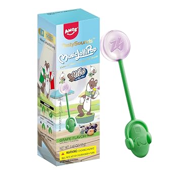 AMOS Winter Olympics Licensed Music Lollipop, Honey Grape Flavor, Official Olympic Themed Candy, Individually Wrapped