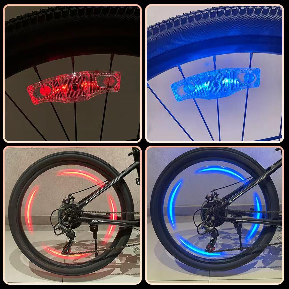 Luci a LED ricaricabili per ruota della bicicletta, confezione da 2, impermeabili, facili da installare, luci a LED per raggi della bicicletta, sensore di movimento, luci di sicurezza per adulti e