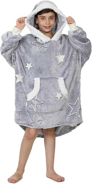 Winthome Oversized Blanket Hoodie for Kids Boys Girls, Super Soft Warm Fleece Sweatshirt Blanket Hoody
