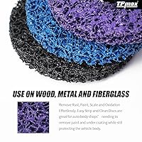 Vista 5 de Rueda eliminadora de óxido de discos de 4-1/2 pulgadas x 7/8 pulgadas, rueda de tira de polietileno para quitar pintura y oxidación, disco abrasivo