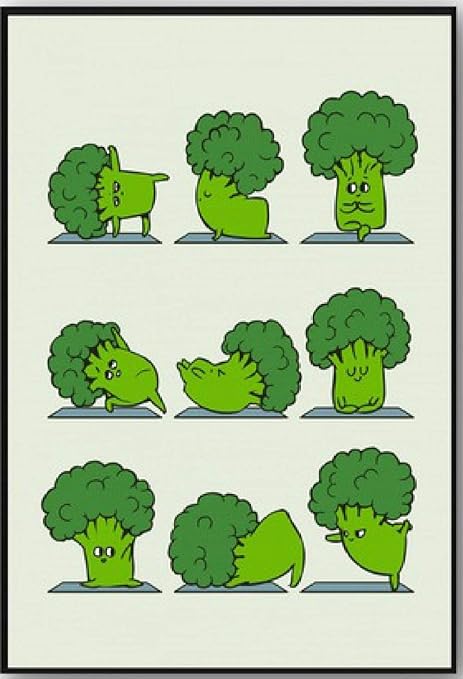 Amazon Co Jp かわいいブロッコリーヨガポスターヨガアサナ絵画インテリア面白い動物の壁アートパネルフィットネストレーニングキャンバスプリント保育園キッズルーム写真の装飾40x60cmフレームなし ホーム キッチン
