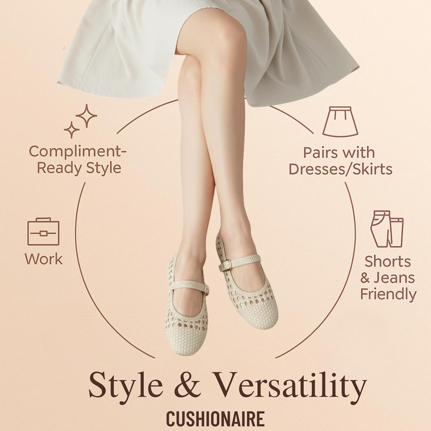 CUSHIONAIRE Windsor Woven Womens Flats with Adjustable Strap – Comfortable Mary Jane Ballet Flats for Women - Image 7
