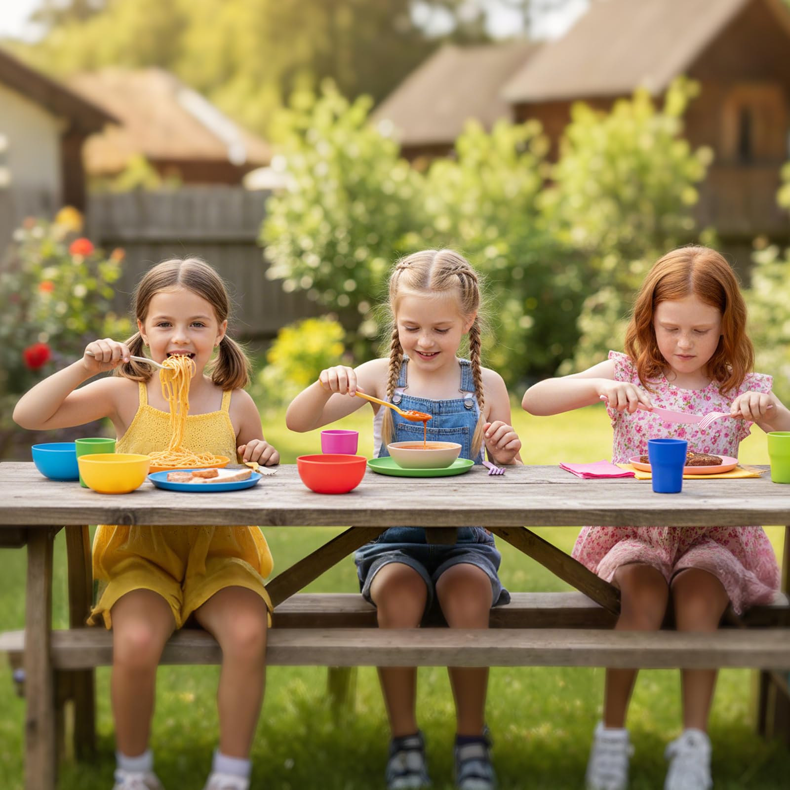 Zestaw 4 plastikowych sztućców, wielokrotnego użytku z etui, sztućce kempingowe z łyżką, nożem, widelcem, przenośne przybory do pudełka na lunch, zestaw sztućców z tworzywa sztucznego na podróż