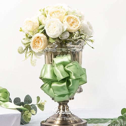 Vista 89 de Ribbli Cinta de satén rosa claro con alambre de 1.5 pulgadas, cinta de Navidad rosa para envolver regalos, coronas, guirnaldas, decoración