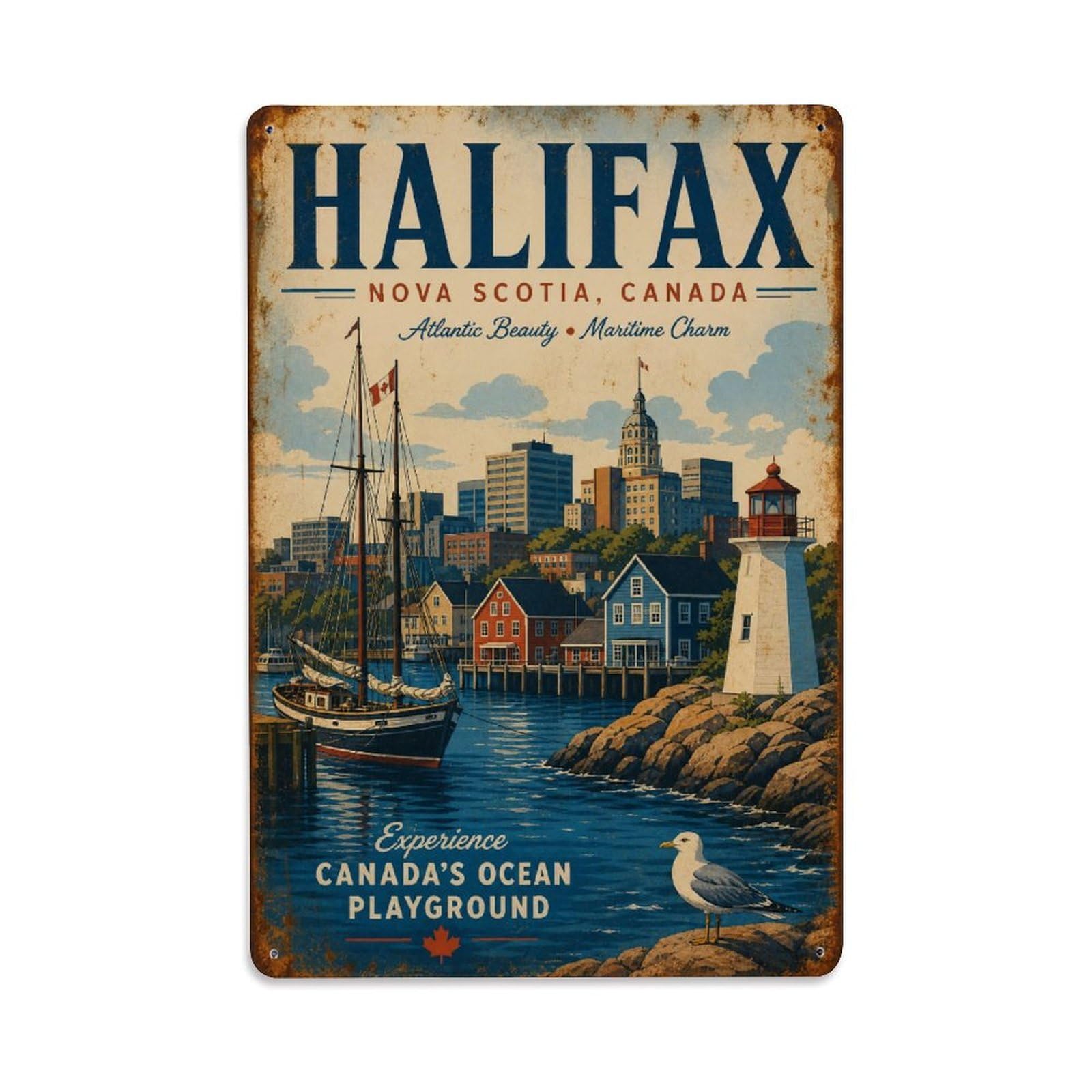 Gead 8X12inch Style Vintage Travel Canada Halifax Metal Tin Sign
