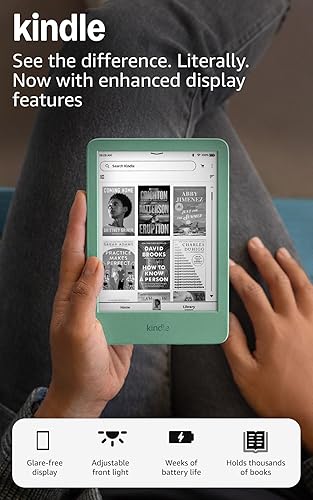 Amazon Kindle 16 GB (newest model) - Lightest and most compact Kindle, now with faster page turns, and higher contrast ratio, for an enhanced reading experience - Matcha