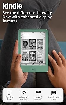 Amazon Kindle 16 GB (newest model) - Lightest and most compact Kindle, now with faster page turns, and higher contrast ratio, for an enhanced reading experience - Matcha