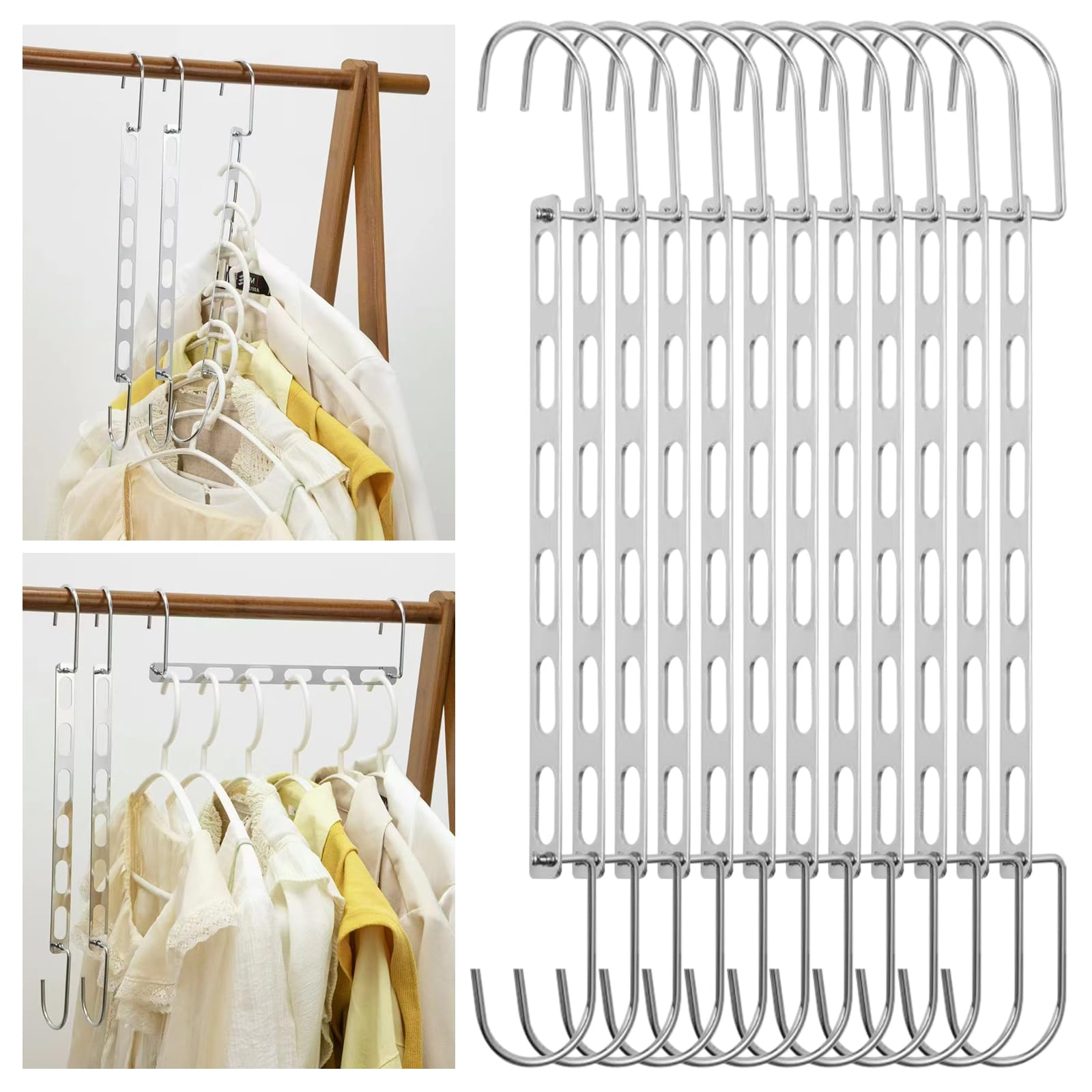 12 Pieces Space Saving Metal Collapsible Hangers for Heavy Clothes, Closet Space Savers Metal Hanger Organizer for Dorm, Room Essentials Storage